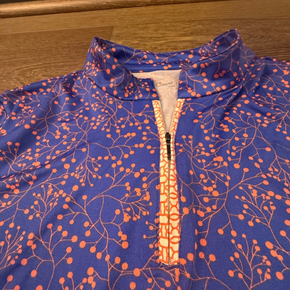 Court Haley Women's Long Sleeve Quarter Zip Pullover, Blue Printed Size XL Golf - Picture 5 of 12